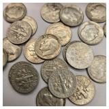25 Silver Roosevelt Dimes