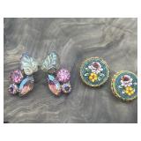 Vintage Weiss Aurora Borealis & Mosaic Clip On