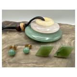 Jade Earrings & Jade Stones Necklace
