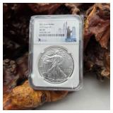 NGC 2019 MS70 Silver Eagle New York