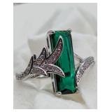 SZ.7, SIMULATED EMERALD COCKTAIL PARTY RING