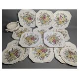 GARDEN BOUQUET Set of 11 Square Salad Plates 7.5"