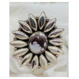 SZ. 9, STERLING SILVER WILD HORSE STONE FLORAL