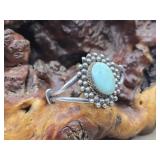 Silver & Turquoise Cabochon Bracelet / Cuff