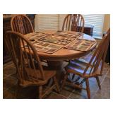Oak Dining Table & 6 Chairs w/ Leaf