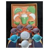 PLAY TIME GLASS DISH SET W/ OTHER MINIATURE GLASS