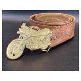 1978 Baron Motorcycle Belt Buckle, Solid Brass +