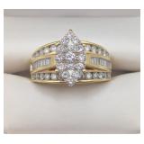 14K YELLOW GOLD 1.5 CARATS DIAMONDS SZ 7.25 6.23