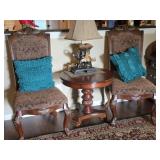 Two Large Ocassional / Parlor Chairs & Table