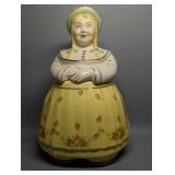 Vintage Cooky Dutch Girl Cookie Jar Gold Accents,