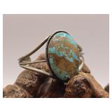 Silver & Turquoise Cabochon Bracelet / Cuff