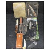 LOCK & FIXED BLADE KNIVES USED W/ NOS GERBER GAME