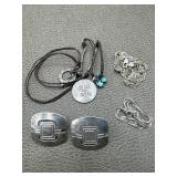 Sterling Silver Signed Earrings, 925 Necklace &