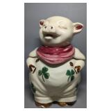 Shawnee USA Smiley Pottery Pig Green Shamrock