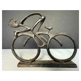 Bicyclist Sculpture Cast Iron or Steel Worn Felt