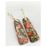 NEW SEA STONE DANGLE PIERCED EARRINGS