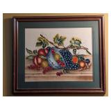 Signed Large Folk Art Theorem Painting of Fruit