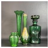 Lot of Collectible Green Glassware