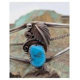 STERLING SILVER NATIVE AMERICAN TURQUOISE LEAF