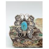 SZ. 8, STERLING SILVER TURQUOISE BUTTERFLY RING