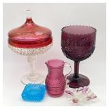 Vintage Colorful Glass: Amethyst Lg Goblet ,