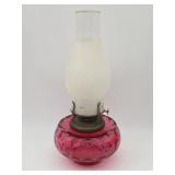 Vintage Cranberry Coin Dot Oil Lamp - Fenton ?