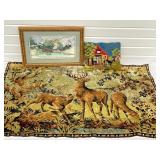 Tapestry Deer Wall Hanging, Cross Stitch Picture