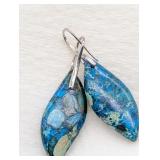 NEW BOHEMIAN BLUE SEA SEDIMENT DANGLE PIERCED