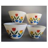 Set of 4 Vintage Fire King Tulip Ivory Milk Glass