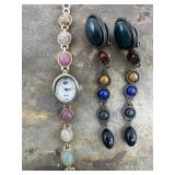 Gruen II Scarab Stones Watch & Clip On Stones