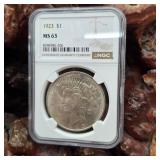 NGC 1923 MS63 Peace Silver Dollar