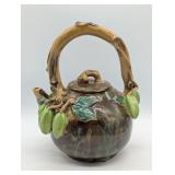 VTG. MAJOLICA DRIP GLAZE ART POTTERY TEAPOT WITH