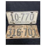 2 OREGON LICENSE PLATES 1940 & 1946