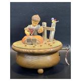 ANRI Music Box , Girl w/ Lute, Thorens Movement,