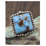 SZ. 8, STERLING SILVER GOLDEN HILL TURQUOISE RING