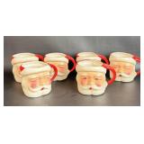 6 VTG Santa Mugs All Show Wear & Have Slight