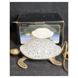 NIB TURTLE BRASS & GLASS LAMP