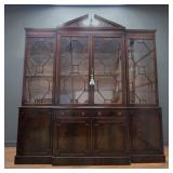 Chippendale Style Mahogany 4 Door China Hutch w/