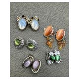 Vintage Clip On Stones Earrings & Kafin