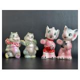 2 Pair Salt & Pepper Shakers Elephants & Hippos