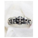 SZ.8.5, STERLING SILVER GOTHIC SKULL RING