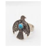 SZ. 8,  STERLING SILVER THUNDERBIRD W/ TURQUOISE