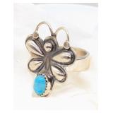 SZ. 9, STERLING SILVER TURQUOISE BUTTERFLY RING