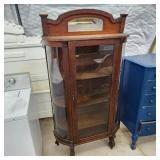 TURN OF THE CENTURY OAK CURVED GLASS CHINA