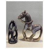 2 African Soapstone Carvings: Family & Horse