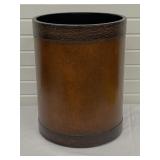 Tobacco Leather Waste Basket, Maitland Smith ?