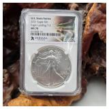NGC 2021 MS70 Silver Eagle Indiana