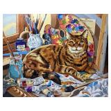 Completed Cat Paint by Numbers Painting Nice Pls