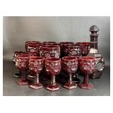 Avon Cape Cod Decanter w/ Small. & Large Goblets