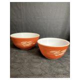 2 VINTAGE PYREX GOLDEN HARVEST WHEAT BOWLS 1.5